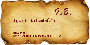 Igari Balambér névjegykártya